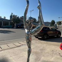 Sculpture Moderne de Danseuse de Ballet en Acier Inoxydable pour Extérieur - Statue d'Art 3D Sculptée Grandeur Nature