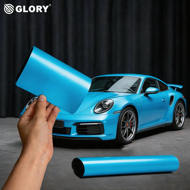 Glory 6mil High Gloss Color Changing Car Wrap Vinyl Film Purple Roll PVC SuperCare Coating UV/IR Rejection 5 Year Warranty Full