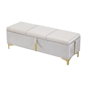Elegant Upholstered Storage Ottoman Bench with Metal Legs, Multipurpose for Bedroom Living Room, Pre-Assembled Except Legs - Product Image 4