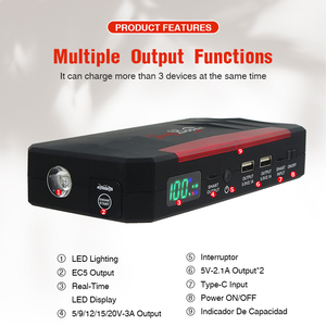 Démarreur de saut de voiture haute puissance 59.2Wh avec courant de démarrage 1200a démarreur de saut d'outil d'urgence de voiture de véhicules de <span class=keywords><strong>12</strong></span> volts - Product Image 6