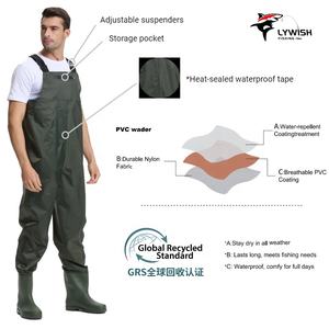 Cuissardes de pêche à la mouche <span class=keywords><strong>en</strong></span> nylon enduit de PVC sur mesure, cuissardes de chasse durables avec bottes <span class=keywords><strong>en</strong></span> PVC pour la chasse - Product Image 3