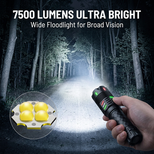 Lampe torche tactique 7500LM, portée 1000m, magnétique, étanche, pour camping, randonnée, patrouille, rechargeable USB-C, LED - Product Image 2