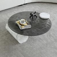 Table basse minimaliste personnalisée de luxe contemporaine multifonctionnelle avec plateau en verre et base en marbre naturel pour le mobilier de salon