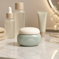Bouteille vide Gaoou pour emballage cosmétique et soins de la peau, pot en verre vert pour crème 30g 50g, flacon en verre