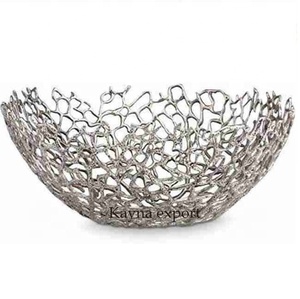Bol décoratif en aluminium pour fruits et dattes, finition craquelée unique, jetable - Product Image 1