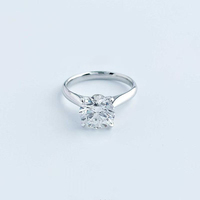 Bague de fiançailles solitaire classique élégante et minimaliste en or blanc 18 carats plaqué, avec diamant de laboratoire à quatre griffes, pour femme, haute joaillerie