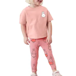 Europäisch-amerikanisches Kinder-Sommer-Baumwoll-T-Shirt und -Hose mädchen kundenspezifisches 2-teiliges Set