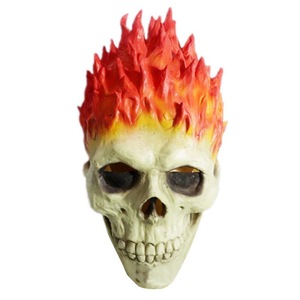 Máscara de Calavera de Látex para Halloween, con Pelo en Forma de Llama, Disfraz de Fiesta Espeluznante - Product Image 4