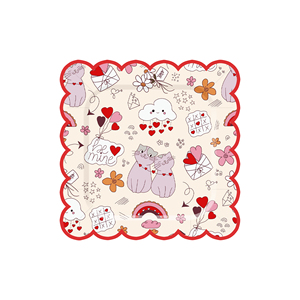 DAMAI Nuevo Juego de Platos de Papel con Diseño de Nubes y Corazones de Encaje Rojo con Temática de Gatos para Fiestas, Ideal para Fiestas de Cumpleaños - Product Image 3