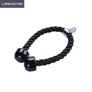 LS3044 Low MOQ Heavy Duty Pull Down Triceps Gym Rope Solid Rubber Ends Training Accessories Pull Down Handle Bar Tricep Rope