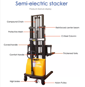 Nouveau transpalette semi-électrique à moteur en acier, chariot élévateur à fourches, gerbeur à palettes, capacités de 1 tonne et 2 tonnes - Product Image 6