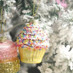 ของตกแต่งอาหารคริสต์มาสทำมือจากแก้วเป่ามือ รูปทรงต่างๆ  ของตกแต่งขนมหวานเพ้นท์มือแบบสั่งทำพิเศษ ของประดับตกแต่งต้นคริสต์มาส - Product Image 6