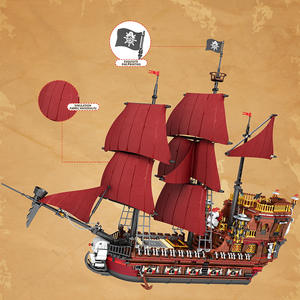 Rebrix 66010 Pirate Revenue Model Ship Queen Anne Building Block Ship Boys Assembly Puzzle Toy Model Kits - Product Image 3