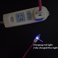 Nouveaux produits, charge rapide, accessoires flexibles pour smartphones, câbles micro USB V8 Android avec lumière LED