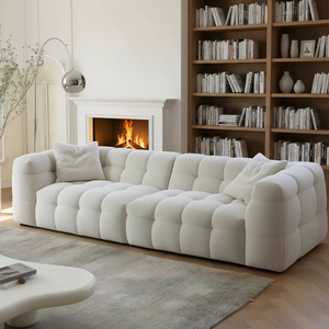 Juego de Sofás de Lujo con Relleno de Esponja de Estilo Francés Escandinavo, Color Crema, Personalización al por Mayor, para Apartamentos Pequeños - Product Image 1