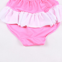 Maillot de bain une pièce rose doux pour bébé et jeune fille, avec volants au cou et nœud papillon, sans manches