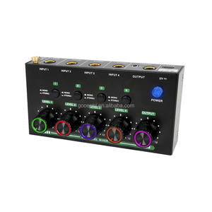 Mix400P 4채널 스테레오 오디오 믹서 RGB 라이트 미니 패시브 믹서 RCA 입력 출력 메탈 쉘 - Product Image 1