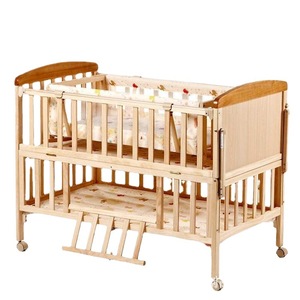 Cuna de madera de haya con dosel y ruedas para niños, diseño tradicional, tamaño personalizable - Product Image 5
