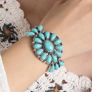 Junhong Jewelry 2025 Bohemian Retro Ethnic Turquoise Cuff <b>for</b> Bracelet Vintage <b>Bangle</b> <b>for</b> Women <b>Men</b> Fashionable Fine Jewelry - Product Image 1