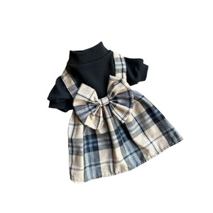Yellow and brown <b>patchwork</b> plaid overalls dress, cat and dog clothing source factory, clothes for little dogs, British style - Product Image 4
