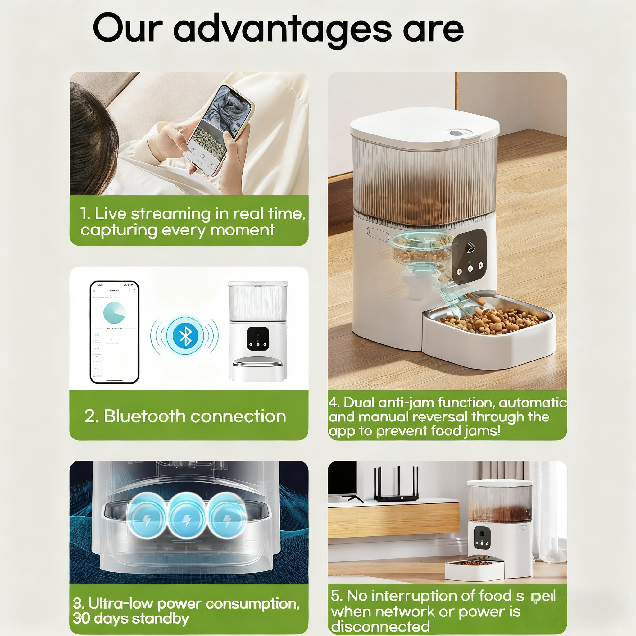 3L Smart Automatic Pet Feeder – 5G WiFi Dog & Cat Food Dispenser with App Control, Tuya-Compatible Pet Feeder - View 3