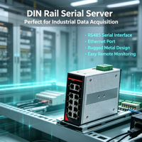 Gateway RS485 a Modbus TCP de 1 Puerto, Servidor Serial para Riel DIN, COM Virtual Transparente, Doble Alimentación 12-24V DC, IoT Industrial y SCADA