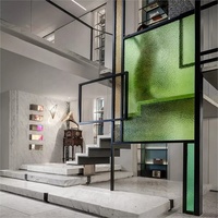 Partner Glass Gabinete de exhibición de almacenamiento de estilo moderno Ámbar transparente Aqualite Nashiji Moru Vidrio estampado estriado Karatachi