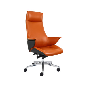 Chaise de bureau en cuir réglable à dossier haut de luxe - Product Image 3