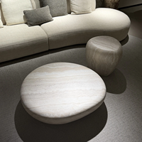 Ensemble de tables basses en fibre de verre style Wabi Sabi nordique, couleur travertin, pour salon, hôtel, villa