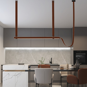 Nuovo Lampadario a Sospensione LED Lineare Moderno e Artistico in Pelle per Hotel, Decorazione per Soffitto, Design per <span class=keywords><strong>Soggiorno</strong></span> e Sala da Pranzo - Product Image 1