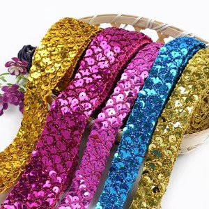 Meetee Bd269 1.5/2/3.5Cm Glitter Kanten Lint Voor Diy Dans Kostuums Mode Ambachten Decoratieve Pailletten Kledingaccessoires - Product Image 4