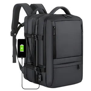 Custom black women office work Computer Bag trolley business Expandable usb charger travel laptop bags backpack for men