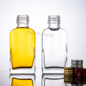 Botellas <span class=keywords><strong>de</strong></span> Vidrio Flint Transparente Planas Personalizadas al por Mayor <span class=keywords><strong>de</strong></span> Alta Calidad y Bajo Costo para Licores con Tapa <span class=keywords><strong>de</strong></span> Rosca Personalizada - Product Image 2