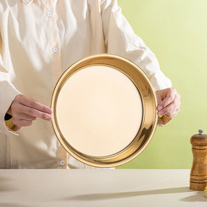 Hot Sale Stainless Steel BBQ Dinner <strong>Plate</strong> Golden <strong>Serving</strong> Tray Party Fruit Vegetable Meat Cake Snack Dishes <strong>Big</strong> Steak <strong>Plate</strong> - Product Image 5