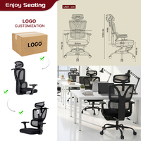 Chaise de bureau ergonomique en maille noire, vente en gros d'usine, avec repose-pieds rétractable, accoudoirs réglables 4D, hauteur réglable, pivotante