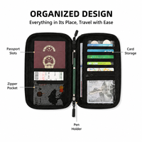 Dompet Perjalanan RFID dengan Tempat Pena, Organizer Paspor untuk Uang Tunai, Kartu, Dokumen, Tas Perjalanan Anti Air, Logo Custom