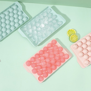 Round Ice Cube Tray 33 Compartments PP <b>Material</b> Freezer Safe For Homemade Ice Balls Nordic <b>Blue</b> Pink Styles - Product Image 1