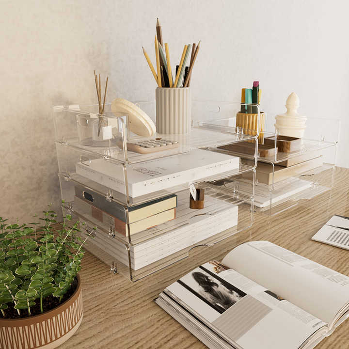 Stackable Multifunctional Plastic Desktop Storage Holders and Desk ...