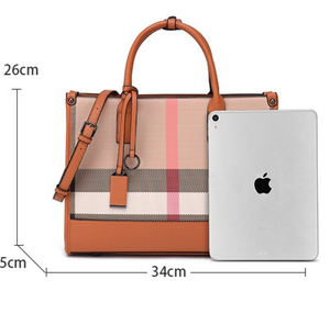 Bolso de Mano Casual con Rayas para Mujer, de Cuero PU, con Dos Asas, Cierre de Cremallera, Gran Capacidad, para Viajes y Bodas - Product Image 4