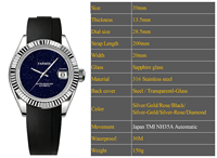 Montre-bracelet de luxe pour homme avec mouvement NH35, cadran bleu ciel étoilé, faible MOQ, pour affaires et sport, par fabricant OEM