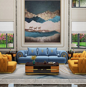 Foshan <span class=keywords><strong>italien</strong></span> moderne canapé de luxe pour la maison en cuir véritable sectionnel 3 2 canapé nordique modulaire bleu salon ensemble de meubles - Product Image 2