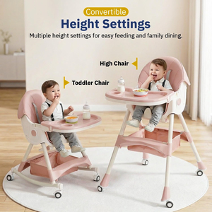 Chaise haute et table à manger pour bébé avec design multifonctionnel pour manger et jouer, cadeau moderne en plastique pour enfants - Product Image 5