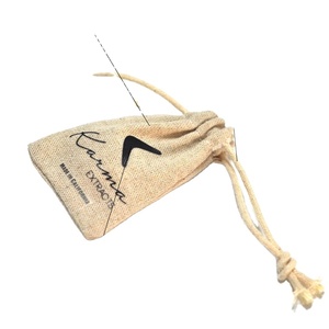Sac à bijoux en lin et coton avec cordon de serrage et logo personnalisé, pochette portable pour ranger les colliers et les bracelets, pour la présentation des bijoux - Product Image 3