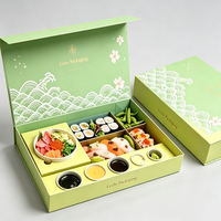Boîte à sushi japonaise pliable en papier de luxe personnalisée pour la livraison de repas à emporter, avec gaufrage, pour déjeuner et bento – Vente en gros