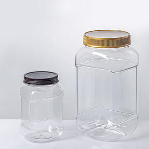 Cấp thực phẩm rõ ràng nhựa Grip <span class=keywords><strong>Jar</strong></span> với vít cảm ứng niêm phong Cap, rỗng vuông Chai PET container cho các loại hạt & ngũ cốc giữ tươi - Product Image 2