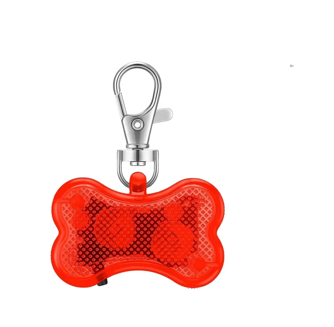 Collar de luz LED de hueso rojo para mascotas, etiqueta de Collar de alta visibilidad