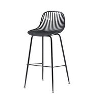 Tabouret de bar court H-393H en plastique PP vert avec base métallique pour cuisine, hauteur comptoir, fabrication usine