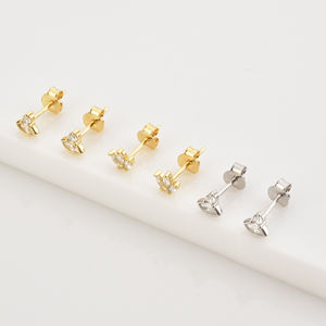 FUAMAY Plata 925 Sterling London Blue Pendientes para mujer 18K Chapado en oro Lightning Moon Stud Pendientes Blue Eyering Pendientes - Product Image 5