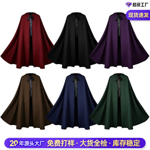 Capa con Capucha Color Vino Tinto, Disfraz de Vampiro para Adultos, Unisex, Capa de Cosplay con Etiqueta - Product Image 3