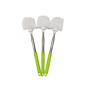 Brosse de toilette rétractable en acier inoxydable avec tête en plastique jetable, fixation murale pour le nettoyage de la salle de bain - Product Image 1